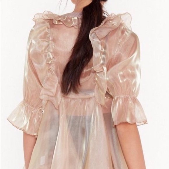 COPY - NASTY GAL Shimmery Ruffle Blouse - Picture 3 of 4
